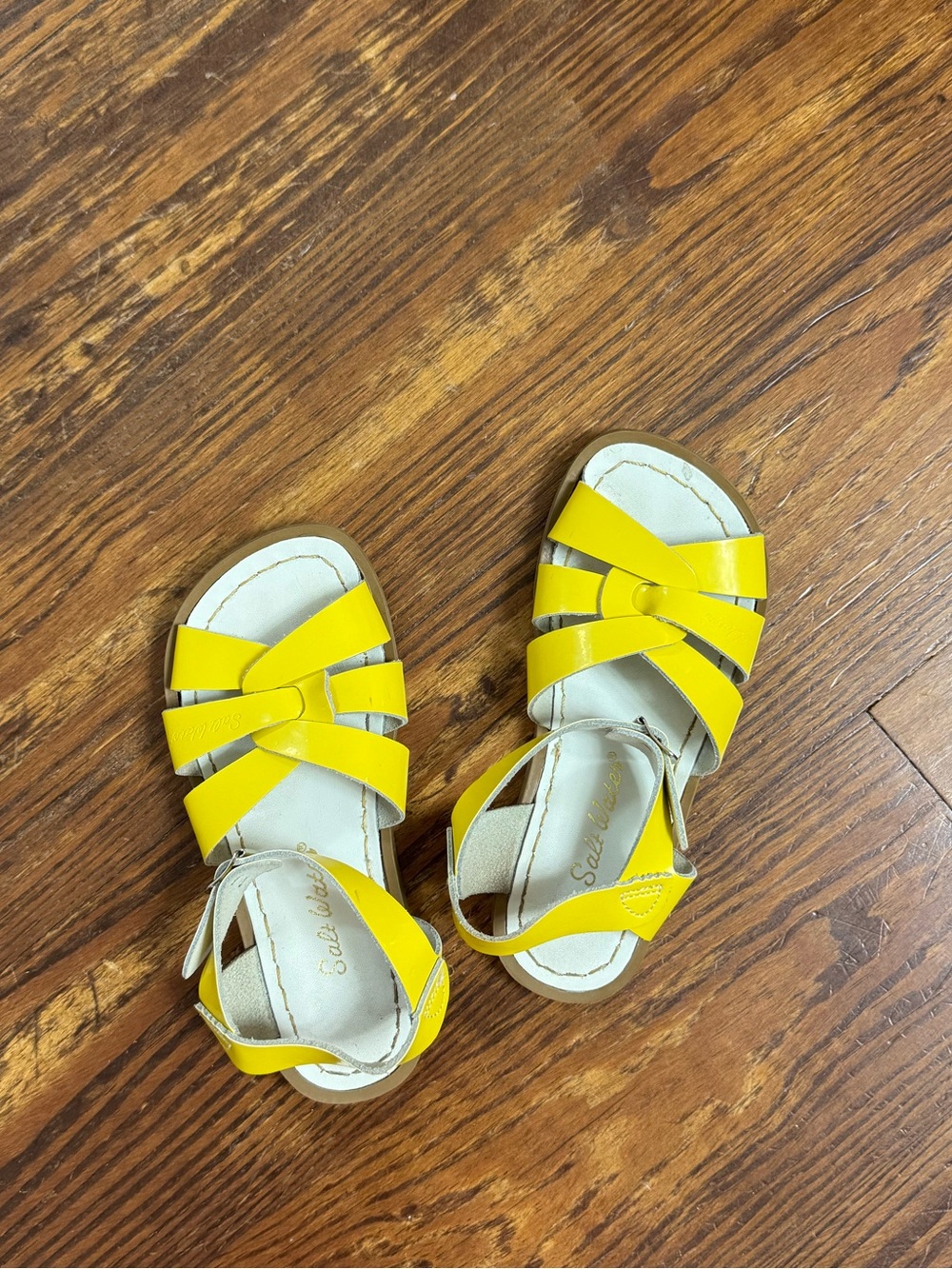 Salt Water Sandals by Hoy Leather Bright Yellow Strappy Kids Sandals 13